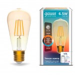 Лампа светодиодная филаментная Gauss Smart Home DIM+CCT E27 ST64 Golden 6,5 Вт 2000-5500 К (1310112)