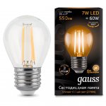 Лампа Gauss LED Filament Шар E27 7W 550lm 2700K step dimmable (105802107)