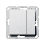 Gira S-55 Алюминий Выключатель "Британский стандарт" 3-х клавишный, вкл/откл. (G283026)
