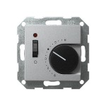 Gira S-55 Алюминий Термостат с размык.контактом, выкл. и контр.лампой (G39226)