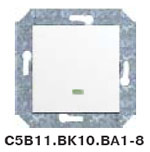 Гуси-Электрик С5В11.ВК10.ВА1-8-001 Механизм Выключатель одноклавишного с подсв.(зел.), цвет белый