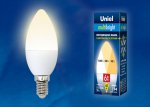 Лампа светодиодная Uniel LED-C37-6W/WW/E14/FR/MB PLM11WH