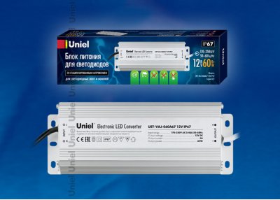 Блок питания Uniel UET-VAJ-060A67 12V IP67 Блок питания Uniel UET-VAJ-060A67 12V IP67
