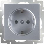 Розетка с заземлением (серебряный) Werkel WL06-SKG-01-IP20
