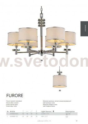 Светильник подвесной Arte lamp A3990SP-1CC Furore
