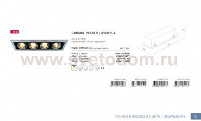 Светильник потолочный Arte lamp A5941PL-4SI CARDANI