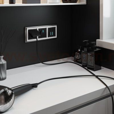 Сенсорный выключатель двухклавишный Умный дом (черный) Werkel W4520608