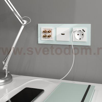 Розетка с заземлением, шторками и USBх2 (белая) W1171501 Werkel