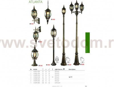 Светильник уличный Arte lamp A1041AL-1BN ATLANTA