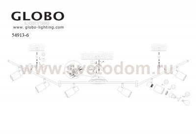 Светильник на 6 ламп Globo 54913-6 Kati