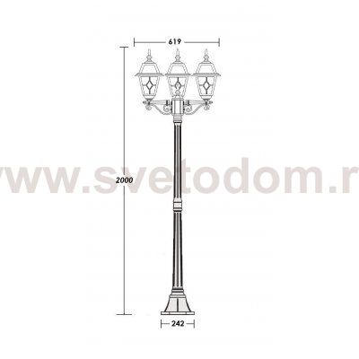 Светильник столб уличный 3 фонаря Oasis Light 91108B Bl