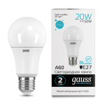 Лампа диодная Gauss LED Elementary A60 20W E27 1600lm 4100K (23229)