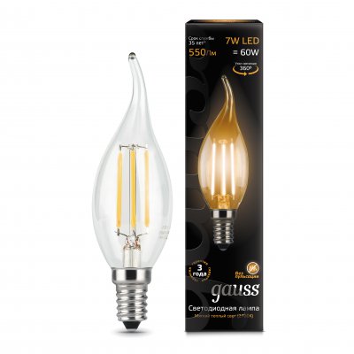 

Лампа Gauss LED Filament Свеча на ветру E14 5W 400lm 2700K Golden (104801005), 104801005