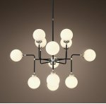 Люстра BISTRO GLOBE MILK GLASS SILVER CHANDELIER 12 Loft Concept 40.1956