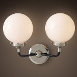 Бра Bistro Globe Milk Glass Double Sconce Nickel Loft Concept 44.153.MT.BL.T1B