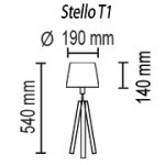 Настольная лампа Stello T1 12 02g, Дерево(Черный)/Ткань(Черный),H54/D19,1хЕ14