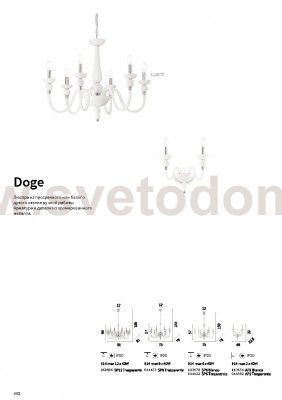 Светильник бра Ideal lux DOGE AP2 BIANCO (113654)