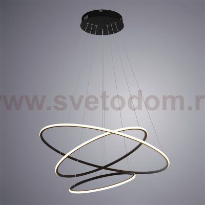 Люстра черная с диодными кольцами 93W Arte Lamp A2500SP-3BK Rapid