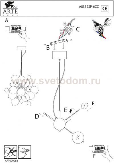 Люстра Arte Lamp A8312SP-6CC Molecule