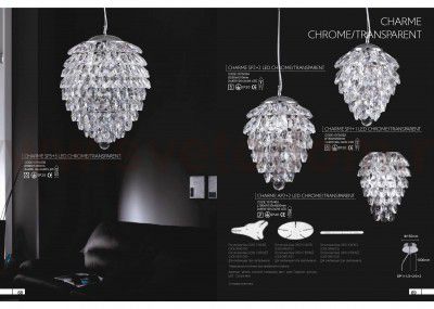 Светильник подвесной Crystal lux CHARME SP1+1 LED CHROME/TRANSPARENT 1370/202