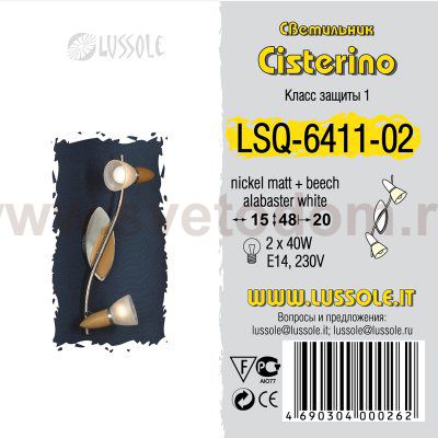 Светильник поворотный спот Lussole LSQ-6411-02 CISTERINO