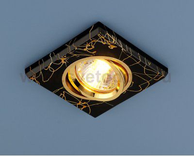 Квадратный точечный светильник Elektrostandard 2080 BK/GD (черный/золото)